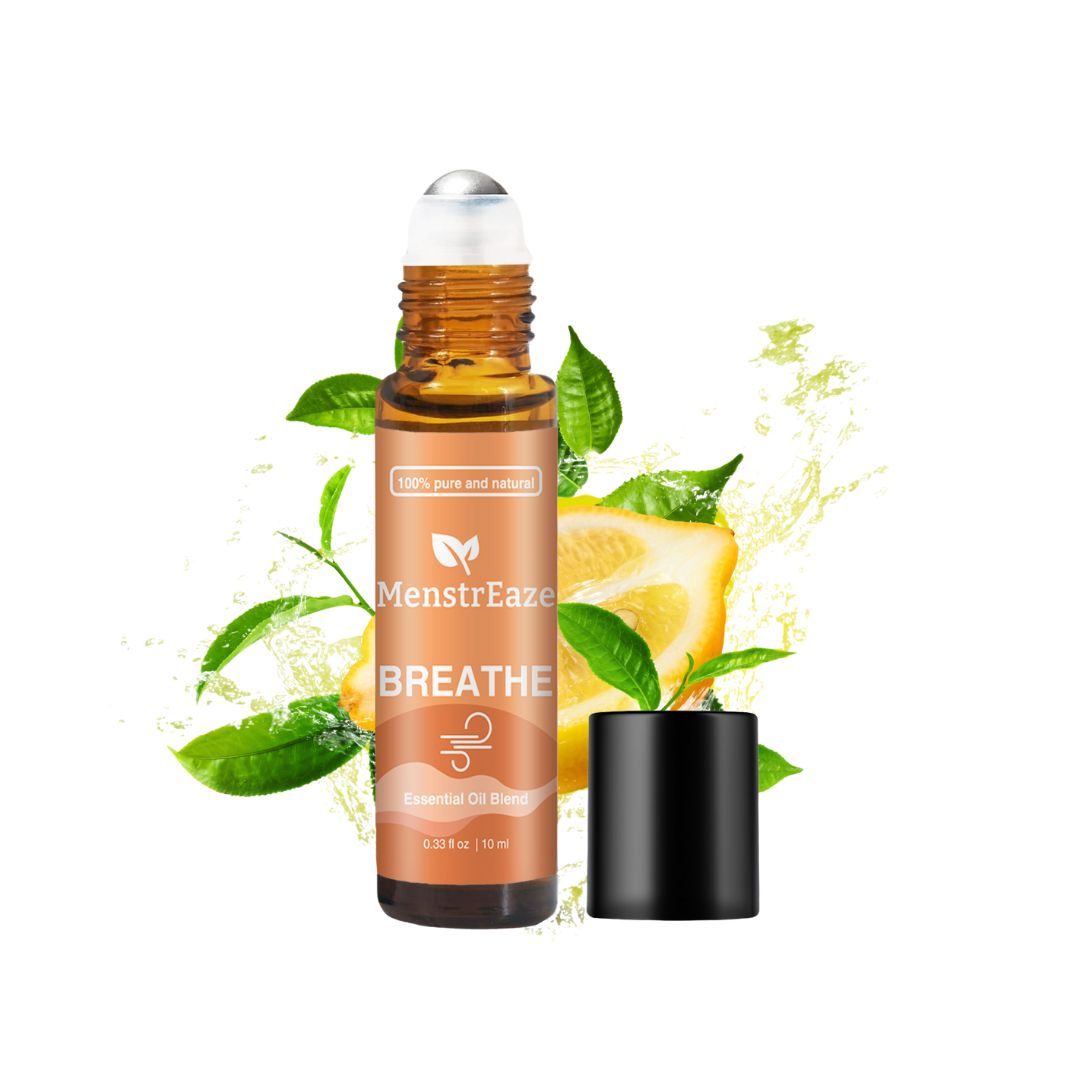 MenstrEaze Breathe Essential Oil Roll-On, 100% Natural and Therapeutic-Grade, 10 ml