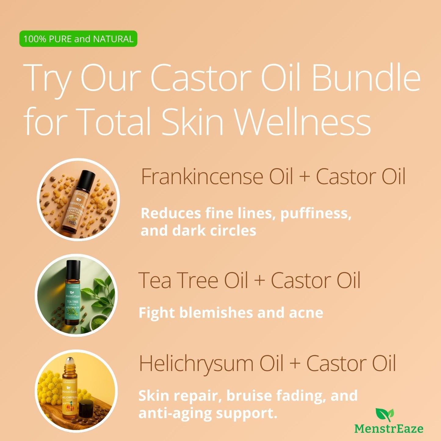 Castor Glow Gift Set | 100% Pure Botanical Roll-On for Radiant Skin, 3x10ml
