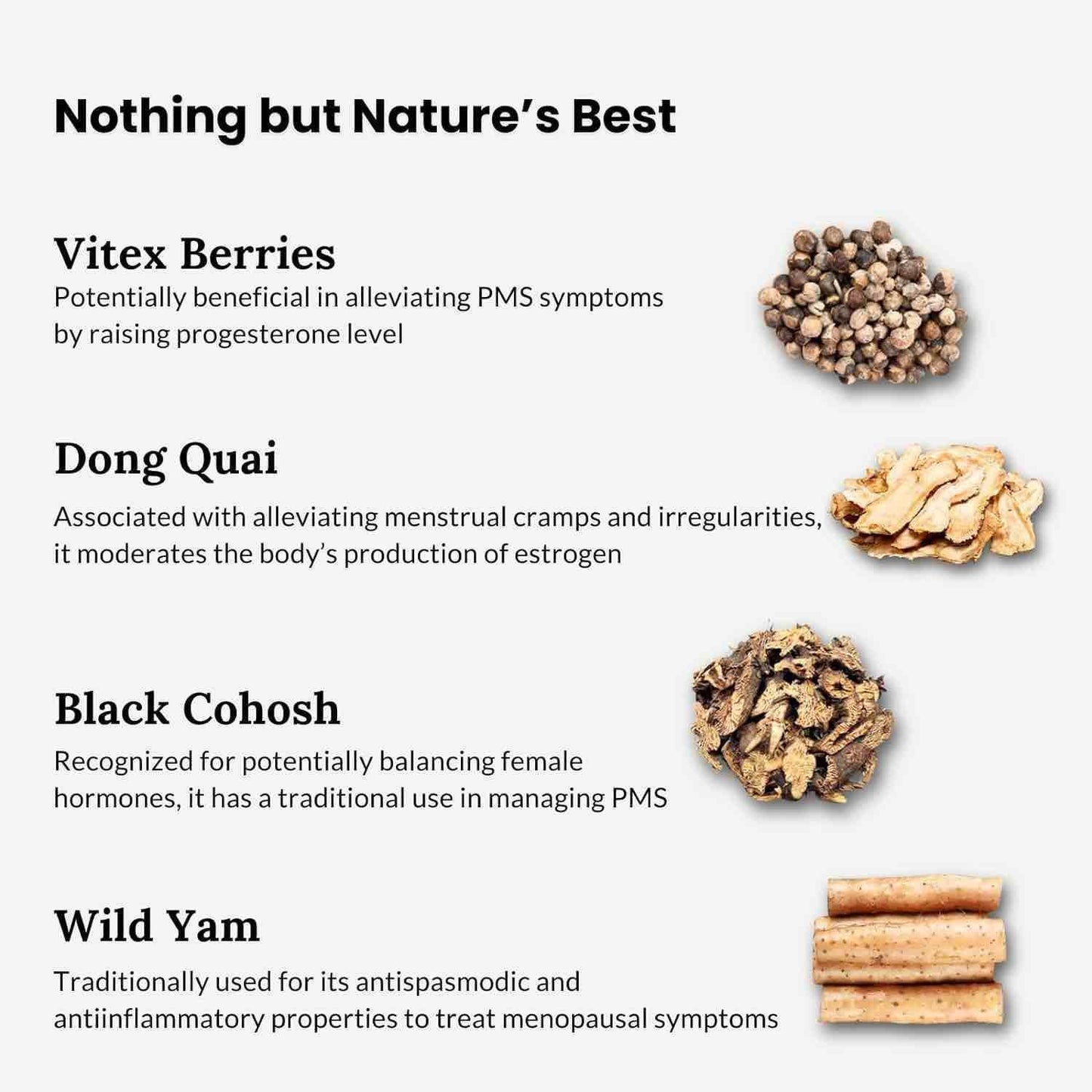 MenstrEaze Period Hormone Harmony natural ingredients