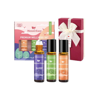 Wellness Gift Set - 100% Pure Roll-on Essential Oil for Headache, Breathing and Sleep Support