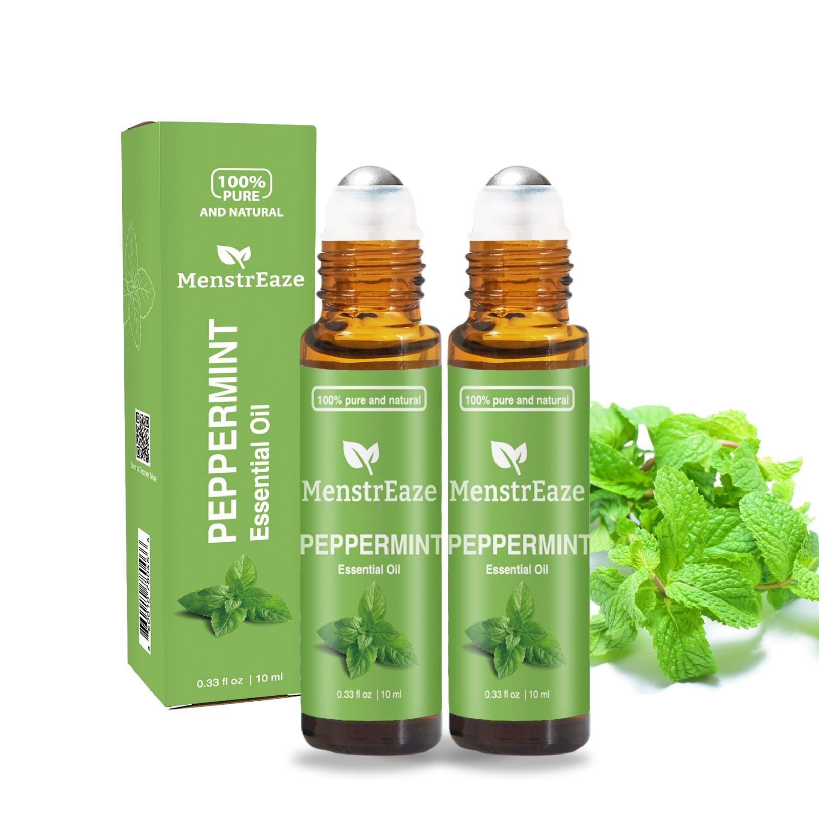 Bottle of MenstrEaze Peppermint Oil, available at Walmart and Amazon