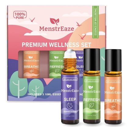 Premium Wellness Gift Kit | 100% Pure Essential Oil Roll-on for Relieving Congestion, Fatigue, and Insomnia