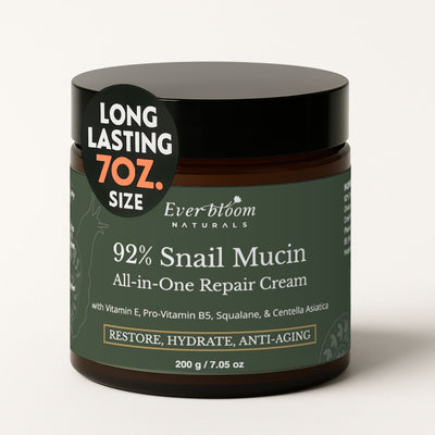 Everybloom Naturals 92% Snail Mucin Face Moisturizer Cream, with CICA & Squalane, 7oz Jar