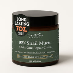 Everybloom Naturals 92% Snail Mucin Face Moisturizer Cream, with CICA & Squalane, 7oz Jar