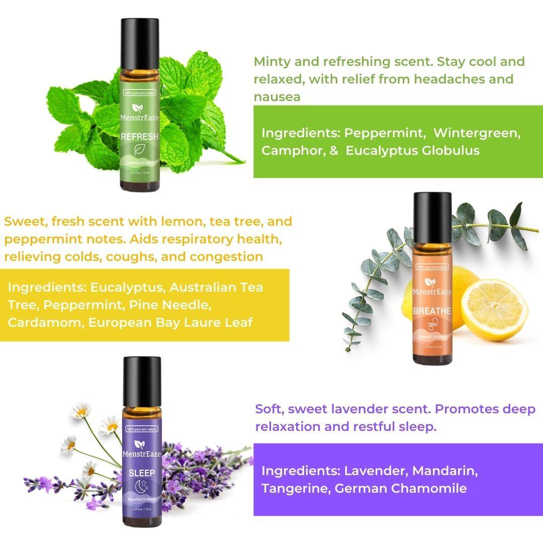 Premium Wellness Gift Kit | 100% Pure Essential Oil Roll-on for Relieving Congestion, Fatigue, and Insomnia