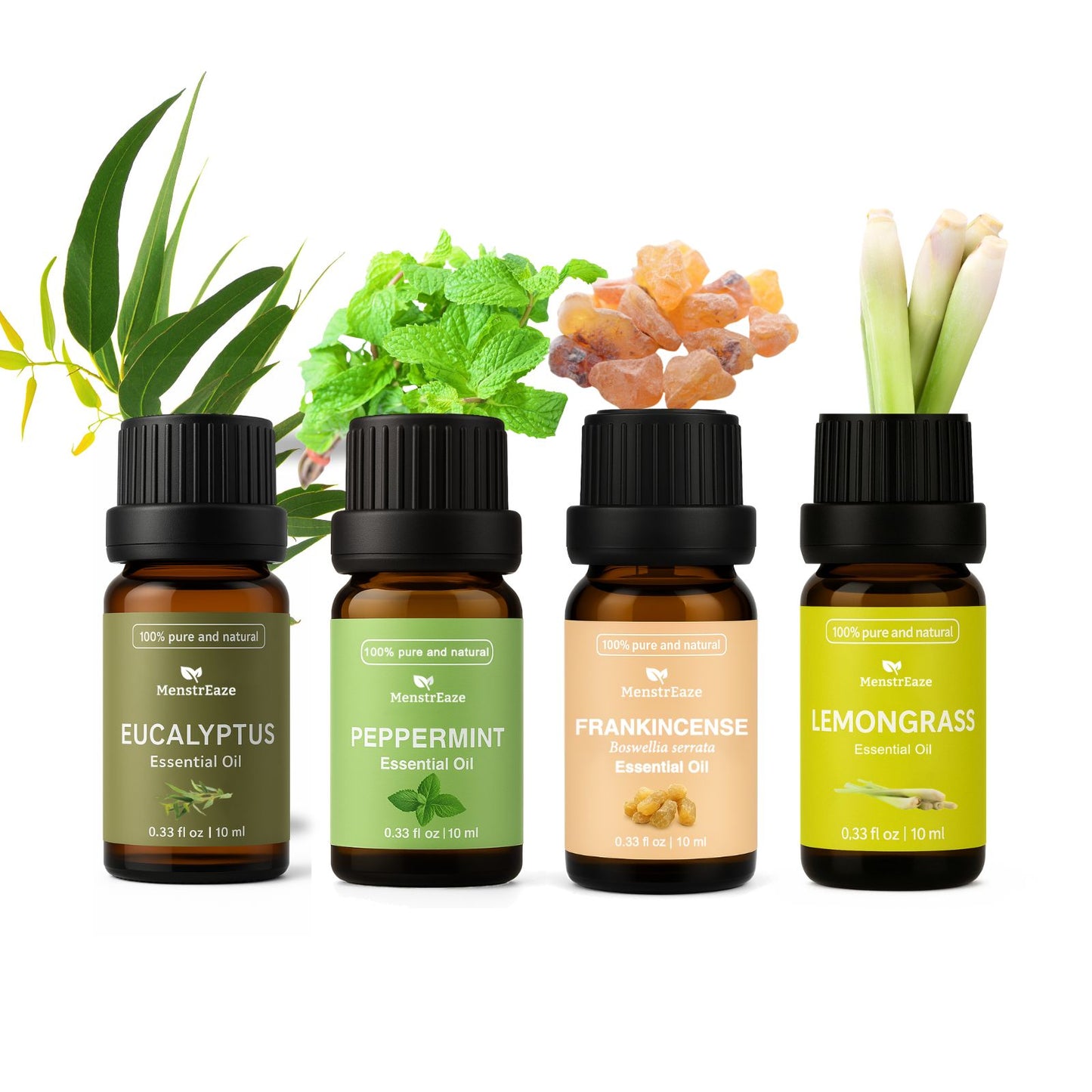 Pure Botanical Essential Oil Gift Set – 4 Skin-Safe Droppers for Body & Mind Wellness, 4x10ml