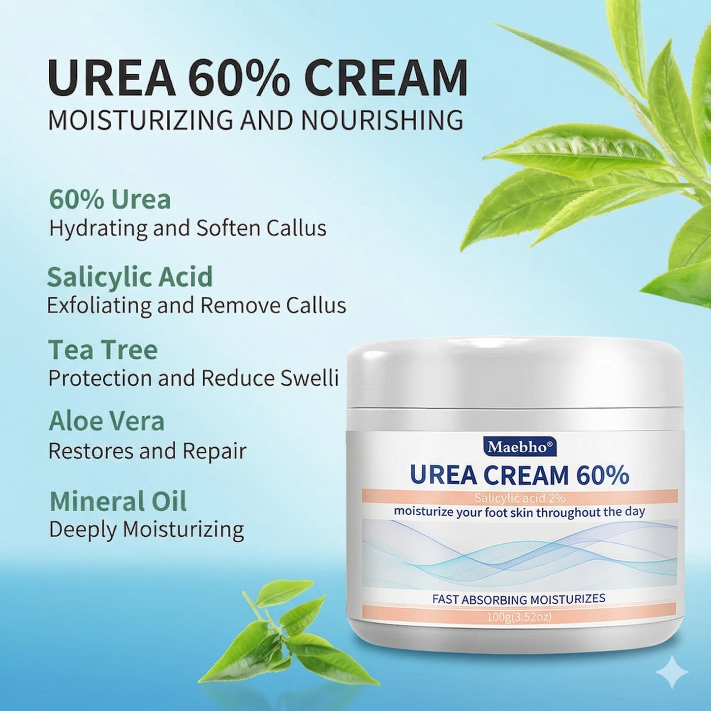 60% Urea Repair Cream for Cracked Heels, Calluses & Rough Skin