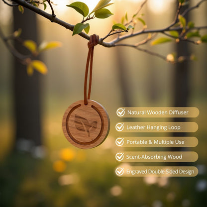 Natural Wood Essential Oil Diffuser for Car, Home, Office & Closet, Round Passive Scent Diffuser, No Heat or Water Needed
