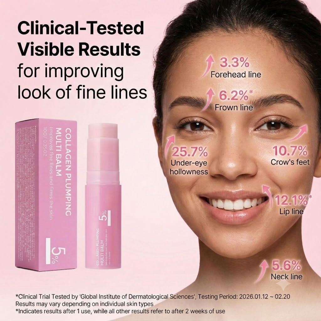 PDRN Collagen Multi Balm with 5% Volufiline for Plumping & Easy Anti-Aging Care, 0.35 oz Stick