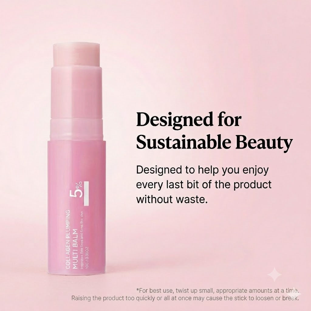 PDRN Collagen Multi Balm with 5% Volufiline for Plumping & Easy Anti-Aging Care, 0.35 oz Stick