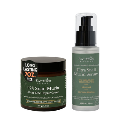 Snail Mucin Skincare Gift Set – Hydrating Repair Serum & Moisturizer Duo