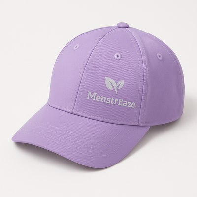MenstrEaze Baseball Cap, 100% Cotton, One Size, Lavender, Red & Beige Color