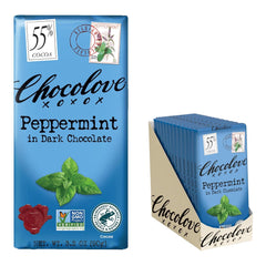 Chocolove Peppermint in Dark Chocolate Bar (55% Cocoa) – 12 x 3.2 oz